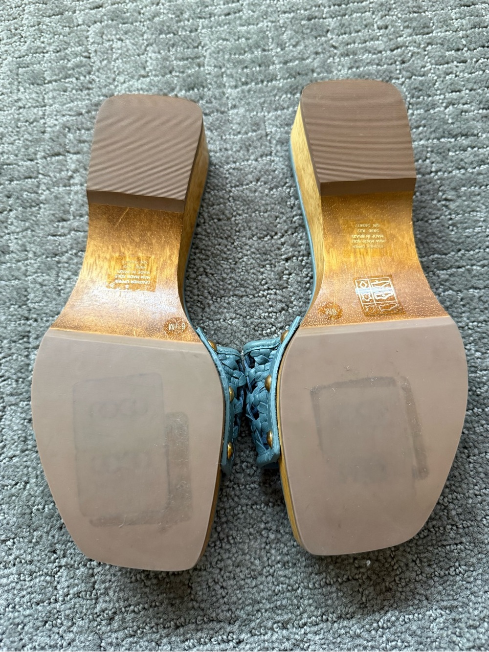 Tory Burch Basket Weave Leather Sandals Seafoam Slide Mule Size 6 NWOB - Picture 4 of 5